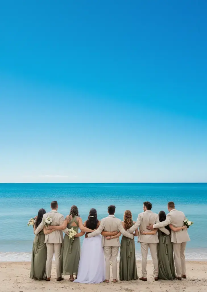 Clear bright blue water with people swimming or relaxing on a CARI resort vacation.